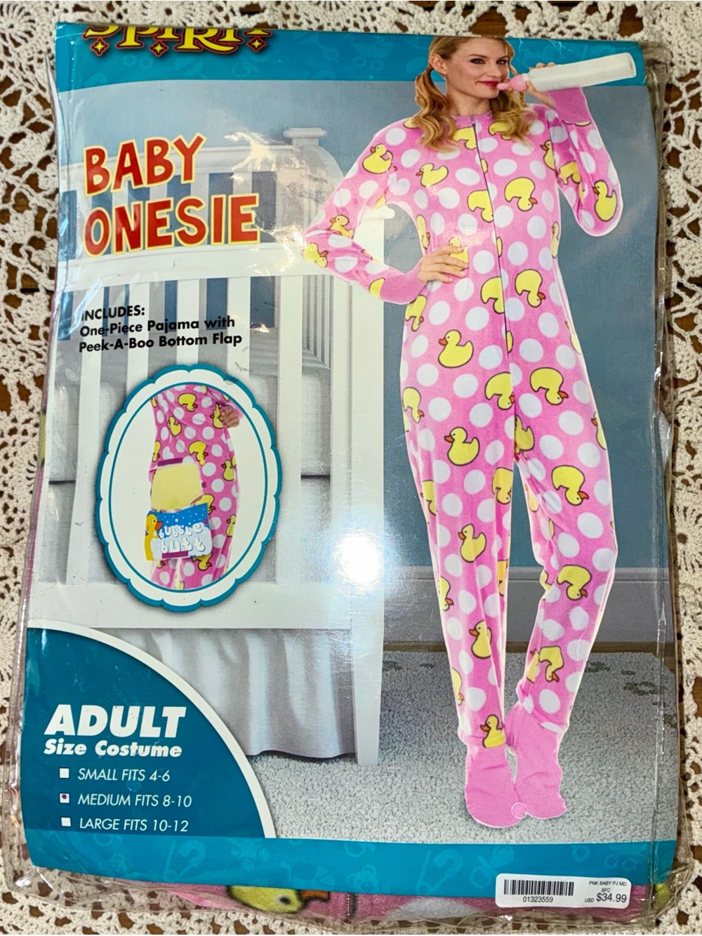 Like New Spirit Halloween Adult Pink Baby Onesie Costume Set